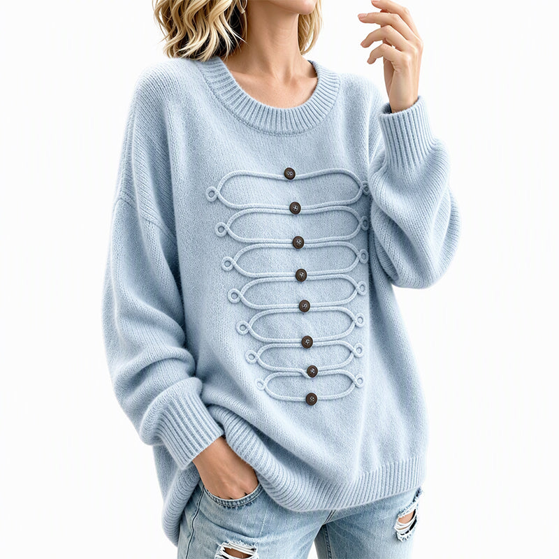 💖Soldes ! Prix cassés💖Pull Femme Élégant à Col Rond et Torsades
