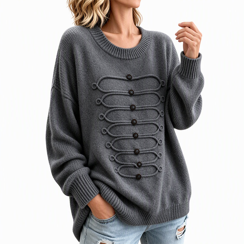 💖Soldes ! Prix cassés💖Pull Femme Élégant à Col Rond et Torsades