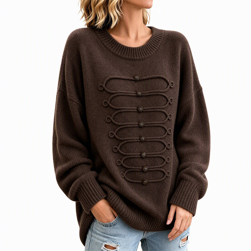 💖Soldes ! Prix cassés💖Pull Femme Élégant à Col Rond et Torsades