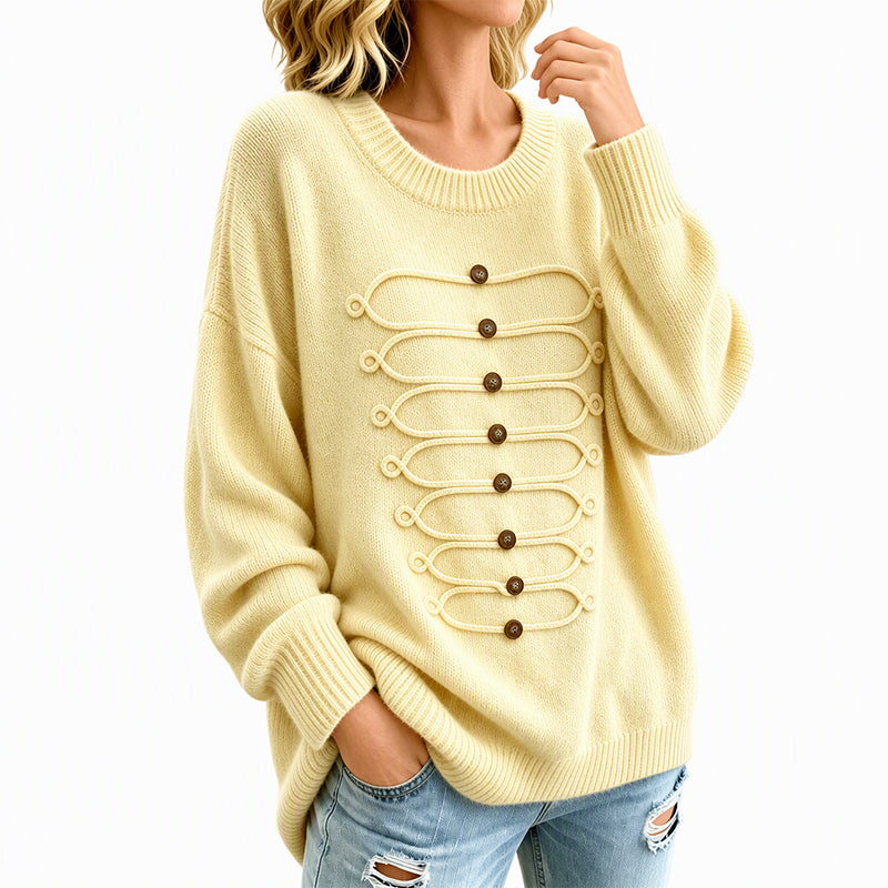 💖Soldes ! Prix cassés💖Pull Femme Élégant à Col Rond et Torsades
