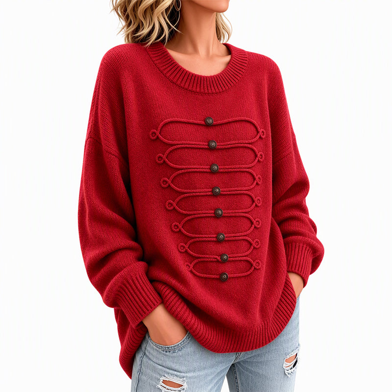 💖Soldes ! Prix cassés💖Pull Femme Élégant à Col Rond et Torsades