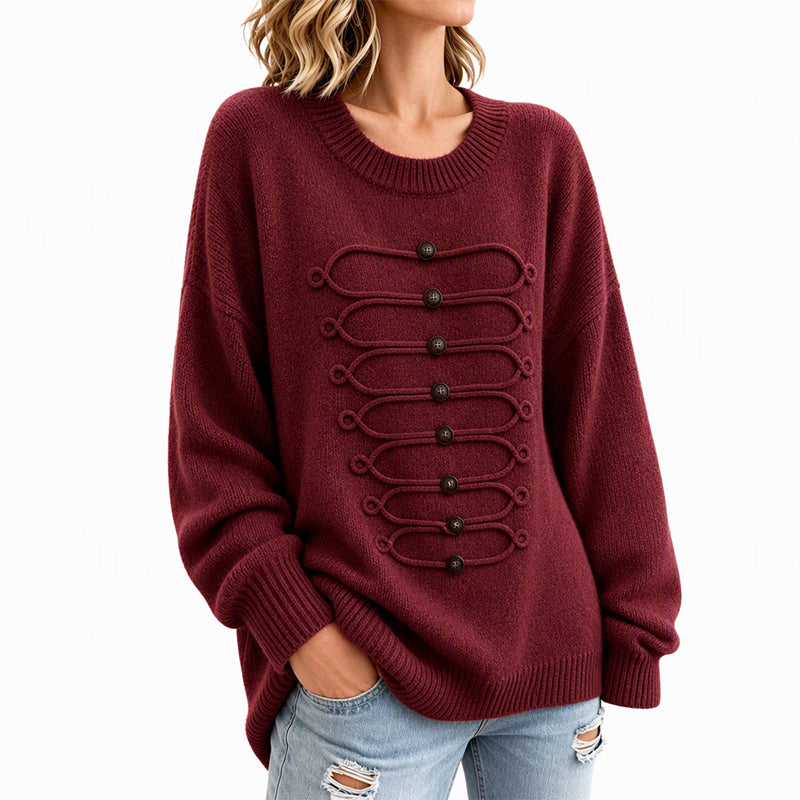 💖Soldes ! Prix cassés💖Pull Femme Élégant à Col Rond et Torsades