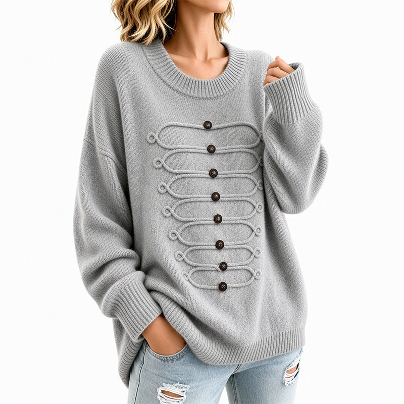💖Soldes ! Prix cassés💖Pull Femme Élégant à Col Rond et Torsades