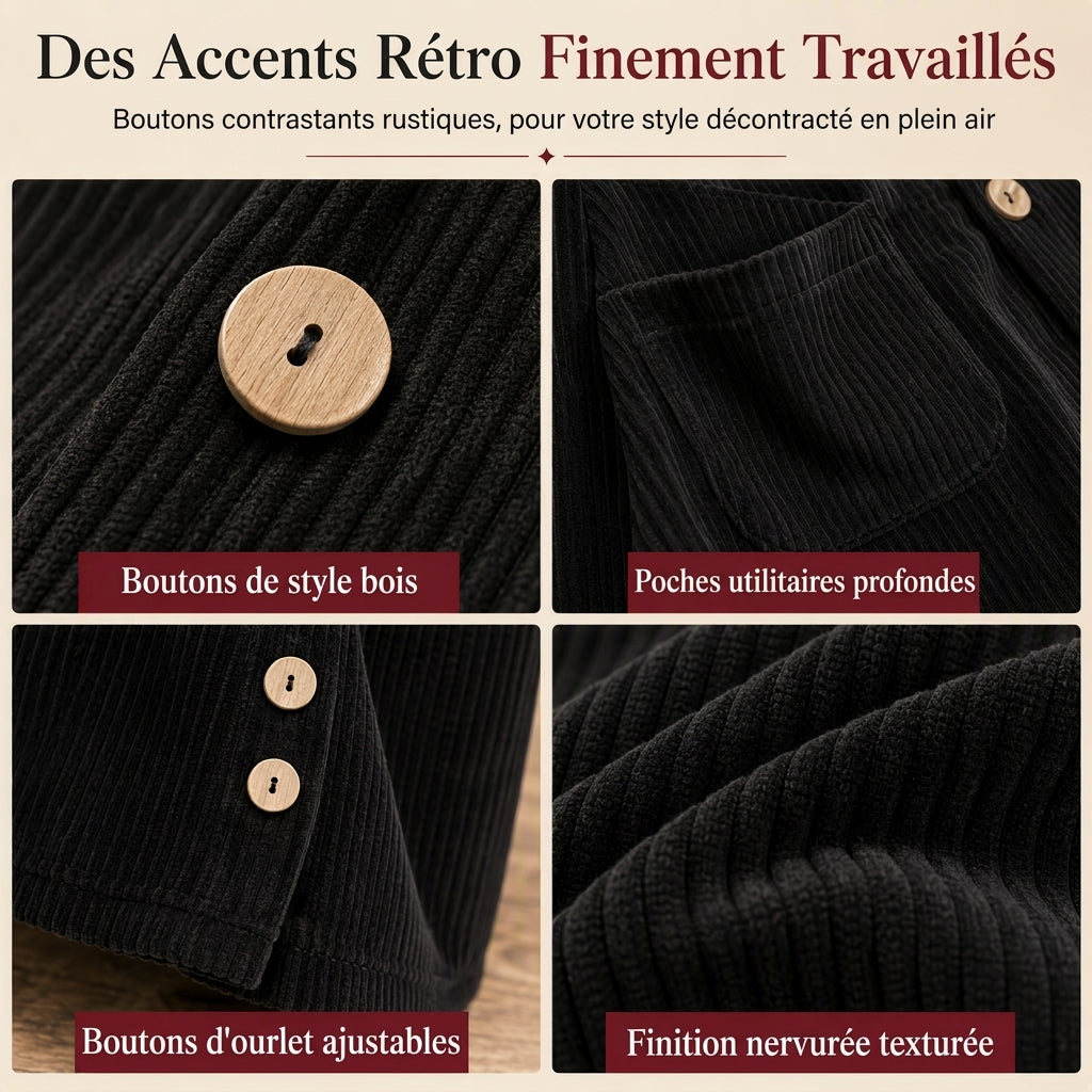 💖Soldes ! Prix cassés💖Vêtement à capuche décontracté ample en velours côtelé pour femme