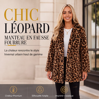 💖Soldes ! Prix cassés💖Manteau pour femme en fausse fourrure à motif léopard tendance