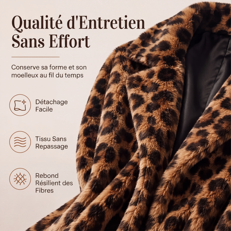 💖Soldes ! Prix cassés💖Manteau pour femme en fausse fourrure à motif léopard tendance