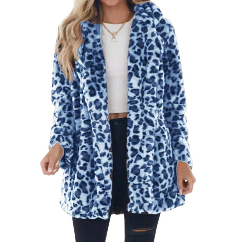 💖Soldes ! Prix cassés💖Manteau pour femme en fausse fourrure à motif léopard tendance