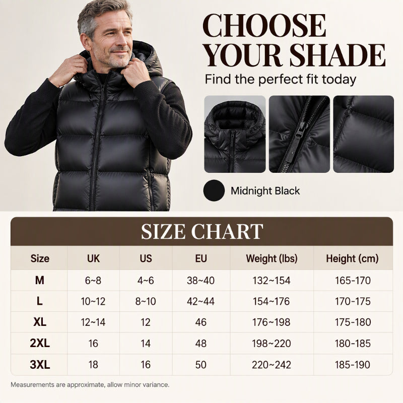 💖Soldes ! Prix cassés💖Gilet thermique léger à capuche pour homme