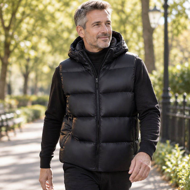 💖Soldes ! Prix cassés💖Gilet thermique léger à capuche pour homme