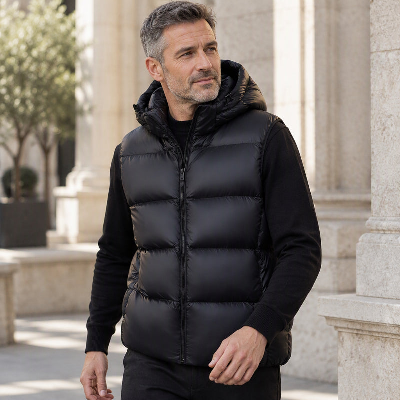 💖Soldes ! Prix cassés💖Gilet thermique léger à capuche pour homme