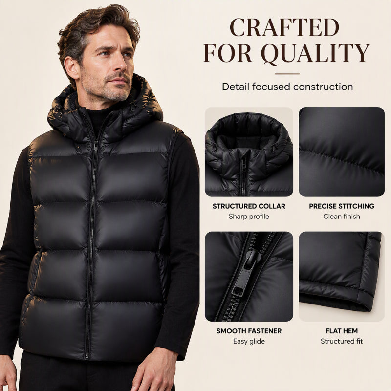 💖Soldes ! Prix cassés💖Gilet thermique léger à capuche pour homme