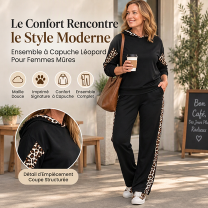 💖Soldes ! Prix cassés💖Ensemble féminin haut à imprimé léopard et pantalon droit taille haute