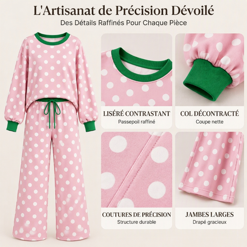 💖Soldes ! Prix cassés💖Ensemble femme sweat-shirt à pois et pantalon large