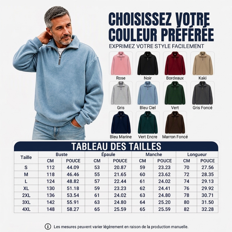 💖Soldes ! Prix cassés💖Sweat-shirt décontracté à col zippé pour homme