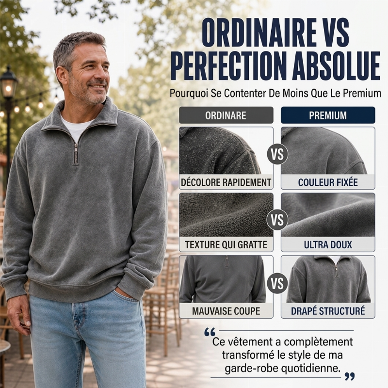 💖Soldes ! Prix cassés💖Sweat-shirt décontracté à col zippé pour homme