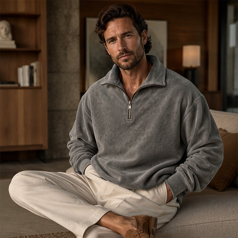 💖Soldes ! Prix cassés💖Sweat-shirt décontracté à col zippé pour homme