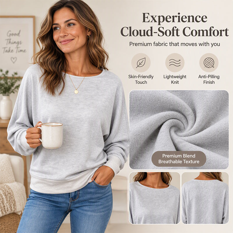 💖Soldes ! Prix cassés💖Pull décontracté à manches chauve-souris pour femme