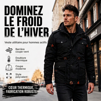 💖Soldes ! Prix cassés💖Veste d'hiver thermique pour hommes avec capuche amovible
