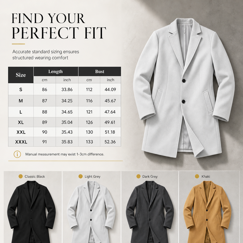 Trench-coat classique pour homme à boutonnage simple, coupe décontractée d'affaires, coupe-vent haut de gamme.