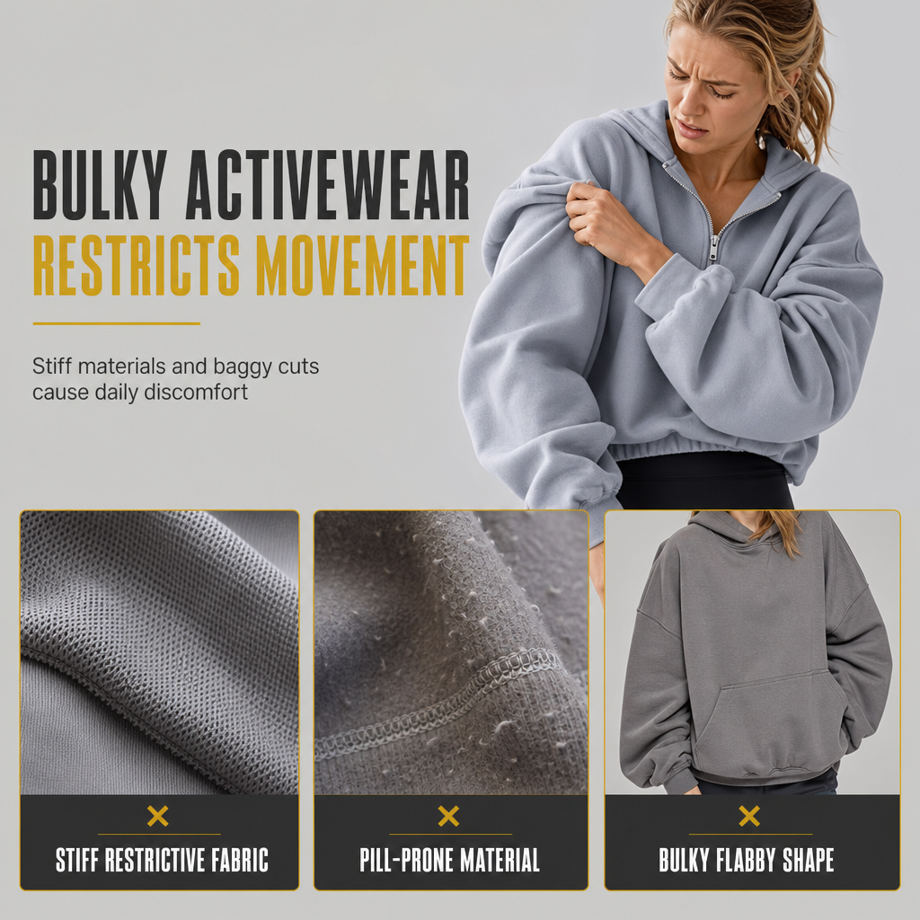 Sweat-shirt court à capuche et fermeture éclair pour femme, avec bordures contrastées, manches longues, coupe ample, couleur unie, style décontracté, idéal pour l'automne et l'hiver