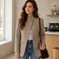 💖Soldes ! Prix cassés💖Veste femme chic à petit carreaux marron