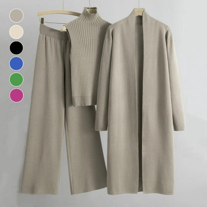 🔥Hot Sale 50% OFF -- free shipping👚3-Piece Set - Autumn Sleeveless Vest & Cardigan & Trousers