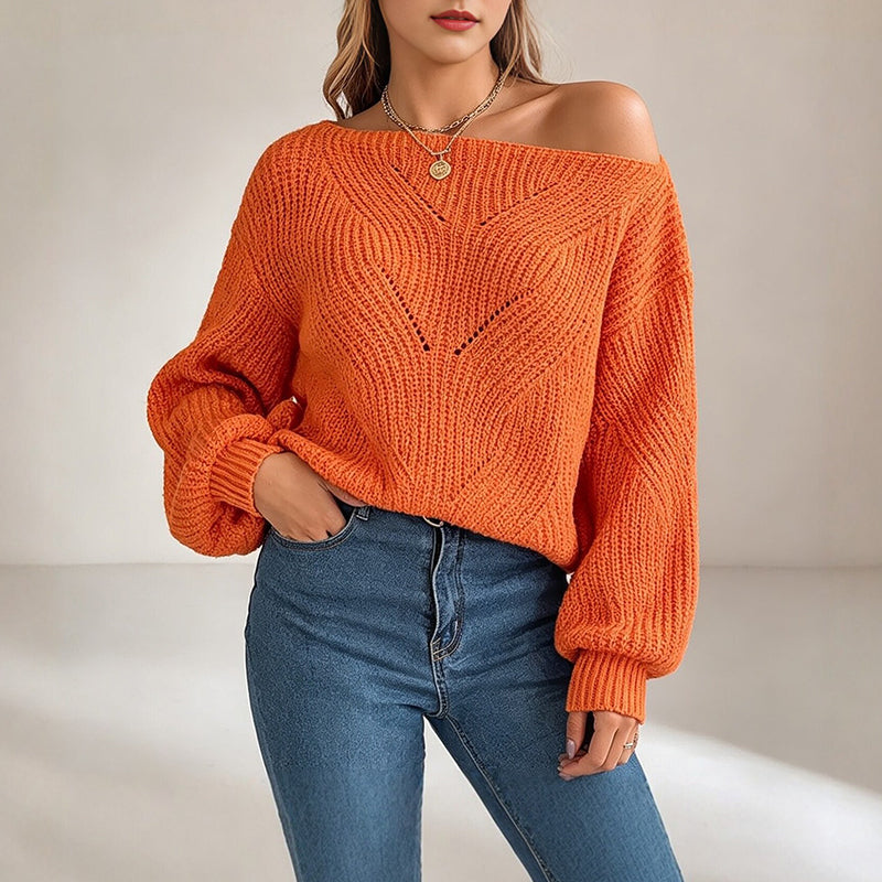 👜 -50 % sur toute la mode femme ! ✨Pull en maille épaules dénudées ajouré pour femme