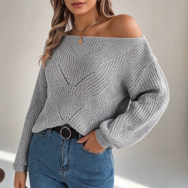 👜 -50 % sur toute la mode femme ! ✨Pull en maille épaules dénudées ajouré pour femme