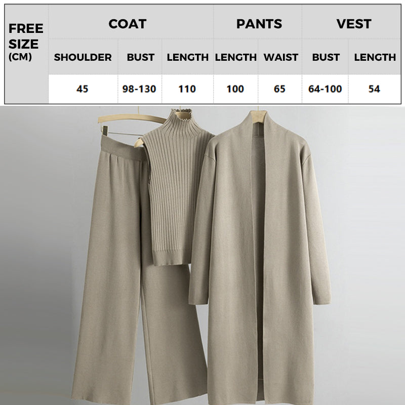 🔥Hot Sale 50% OFF -- free shipping👚3-Piece Set - Autumn Sleeveless Vest & Cardigan & Trousers