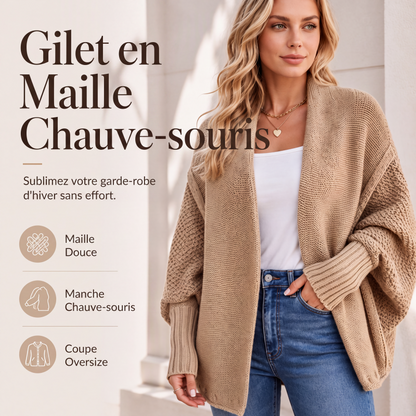 💖Soldes ! Prix cassés💖Cardigan en maille épaisse à manches chauve-souris pour femme