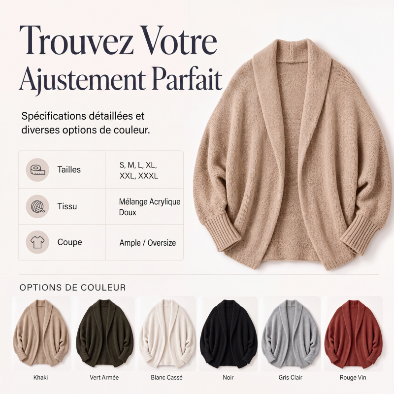 💖Soldes ! Prix cassés💖Cardigan en maille épaisse à manches chauve-souris pour femme