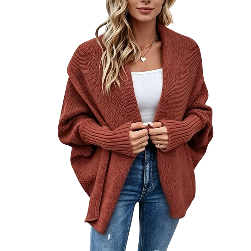 💖Soldes ! Prix cassés💖Cardigan en maille épaisse à manches chauve-souris pour femme