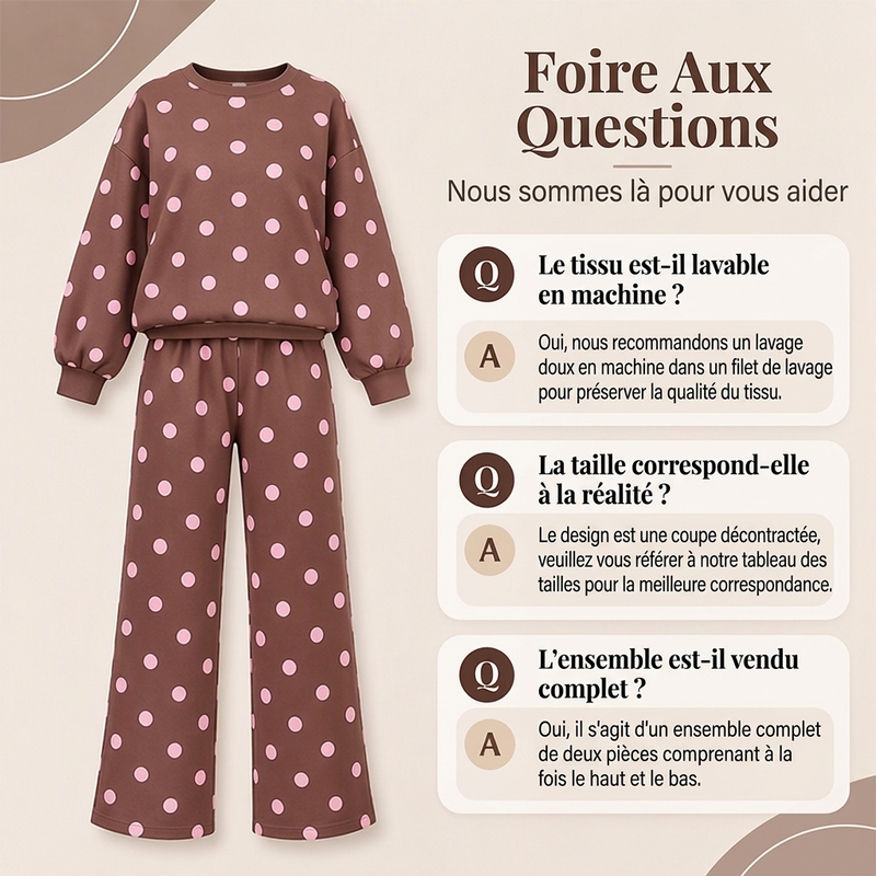 💖Soldes ! Prix cassés💖Ensemble Femme Top à Pois et Pantalon à Jambes Larges