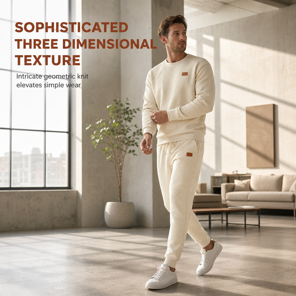 Ensemble de maille décontracté pour homme, Pull en tricot jacquard à col rond pour l'automne et l'hiver