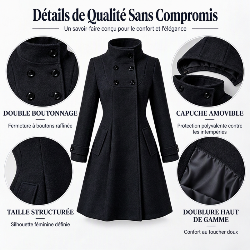 💖Soldes ! Prix cassés💖Manteau Femme Mi-Long Décontracté à Double Boutonnage