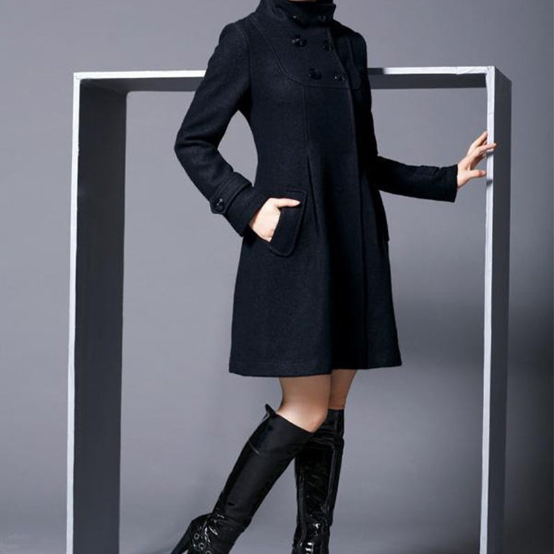 💖Soldes ! Prix cassés💖Manteau Femme Mi-Long Décontracté à Double Boutonnage
