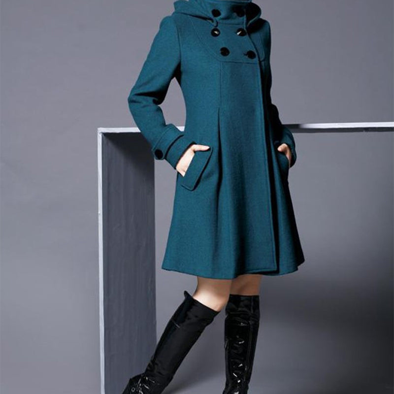 💖Soldes ! Prix cassés💖Manteau Femme Mi-Long Décontracté à Double Boutonnage