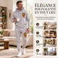Ensemble pull à capuche et pantalon de survêtement à motif lion pour homme