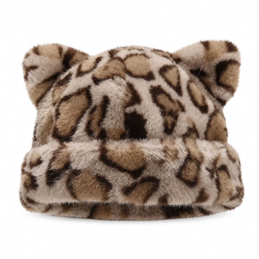 Bonnet d'hiver en fausse fourrure de vison pelucheuse pour femme avec oreilles d'ourson mignonnes - Bonnet chaud pour temps froid