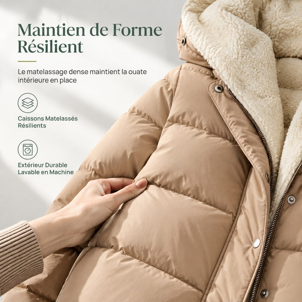 Manteau cardigan slim à manches longues, à capuche et double face de couleur unie