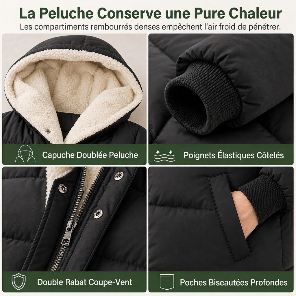 Manteau cardigan slim à manches longues, à capuche et double face de couleur unie