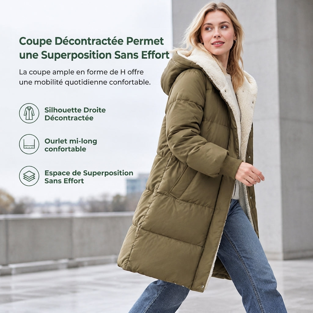 Manteau cardigan slim à manches longues, à capuche et double face de couleur unie