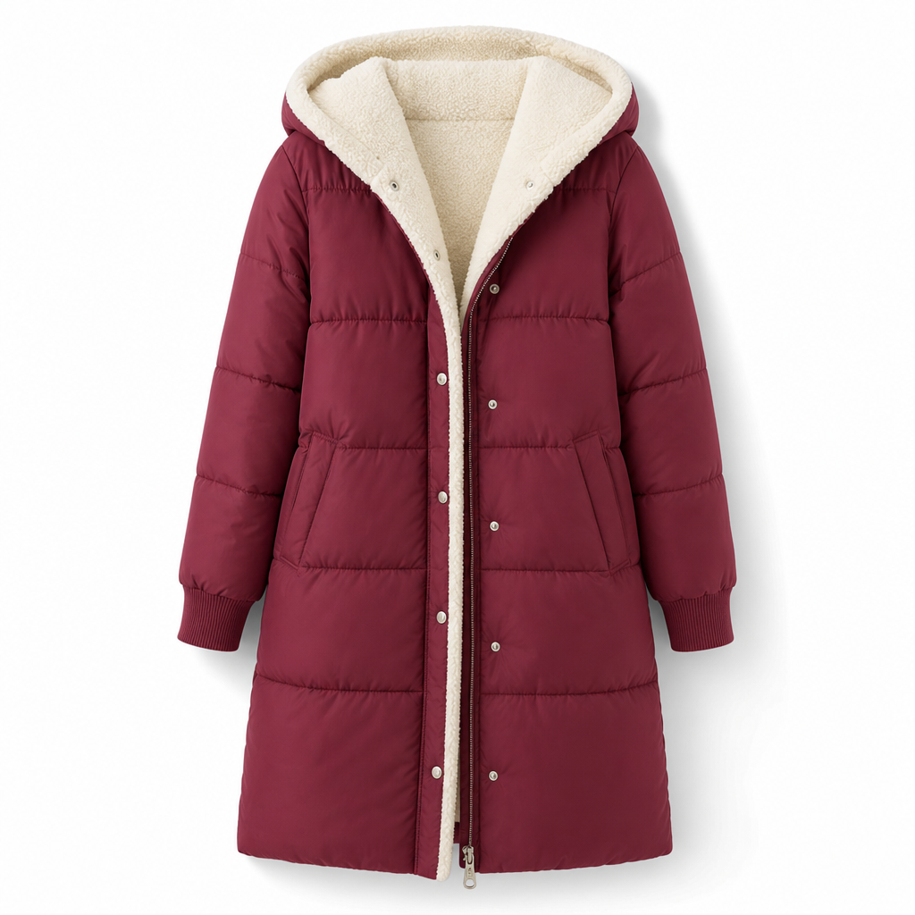 Manteau cardigan slim à manches longues, à capuche et double face de couleur unie