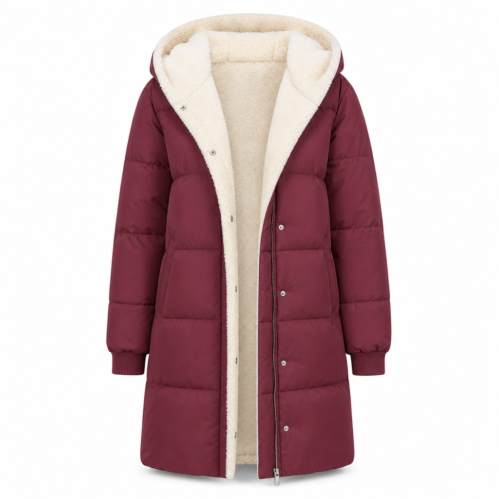 Manteau cardigan slim à manches longues, à capuche et double face de couleur unie
