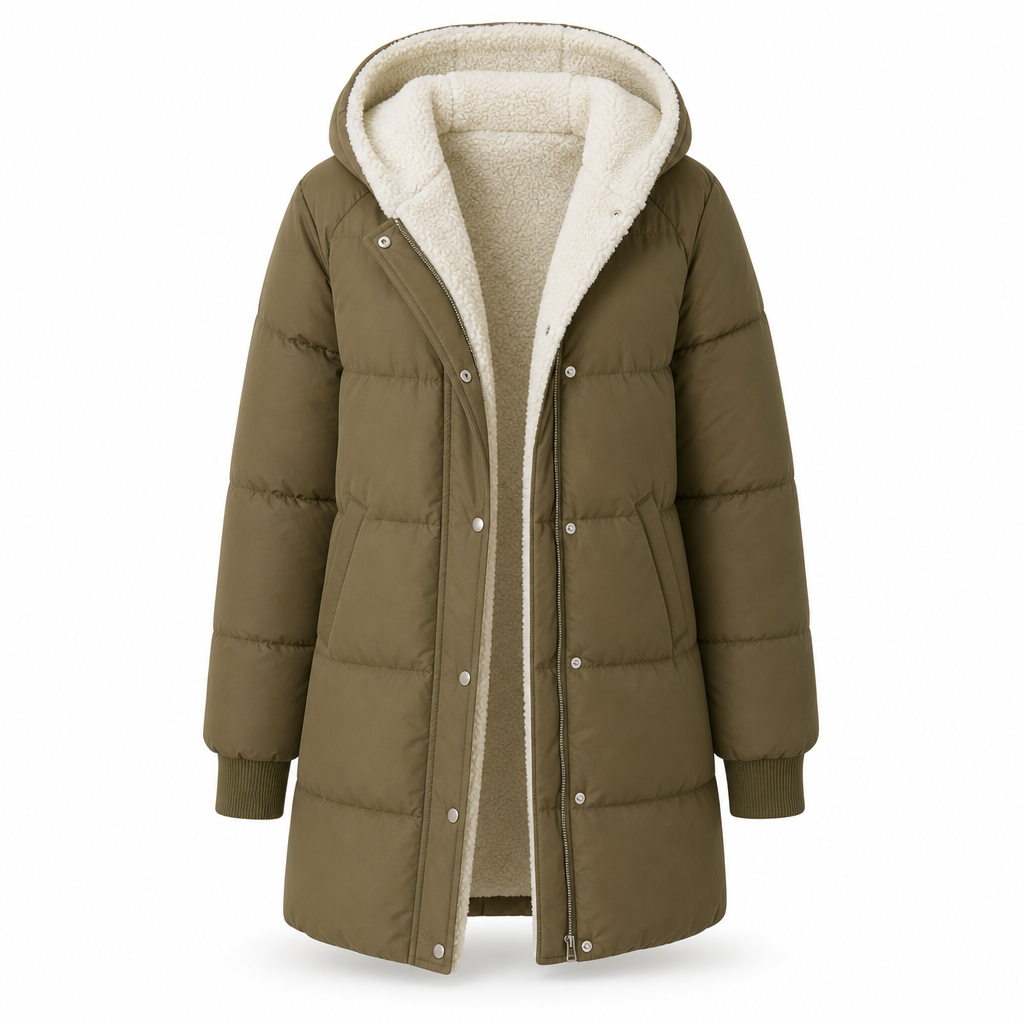 Manteau cardigan slim à manches longues, à capuche et double face de couleur unie