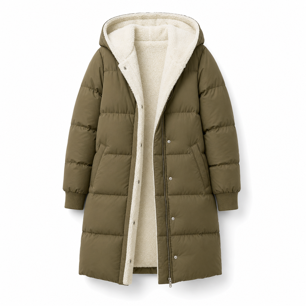 Manteau cardigan slim à manches longues, à capuche et double face de couleur unie