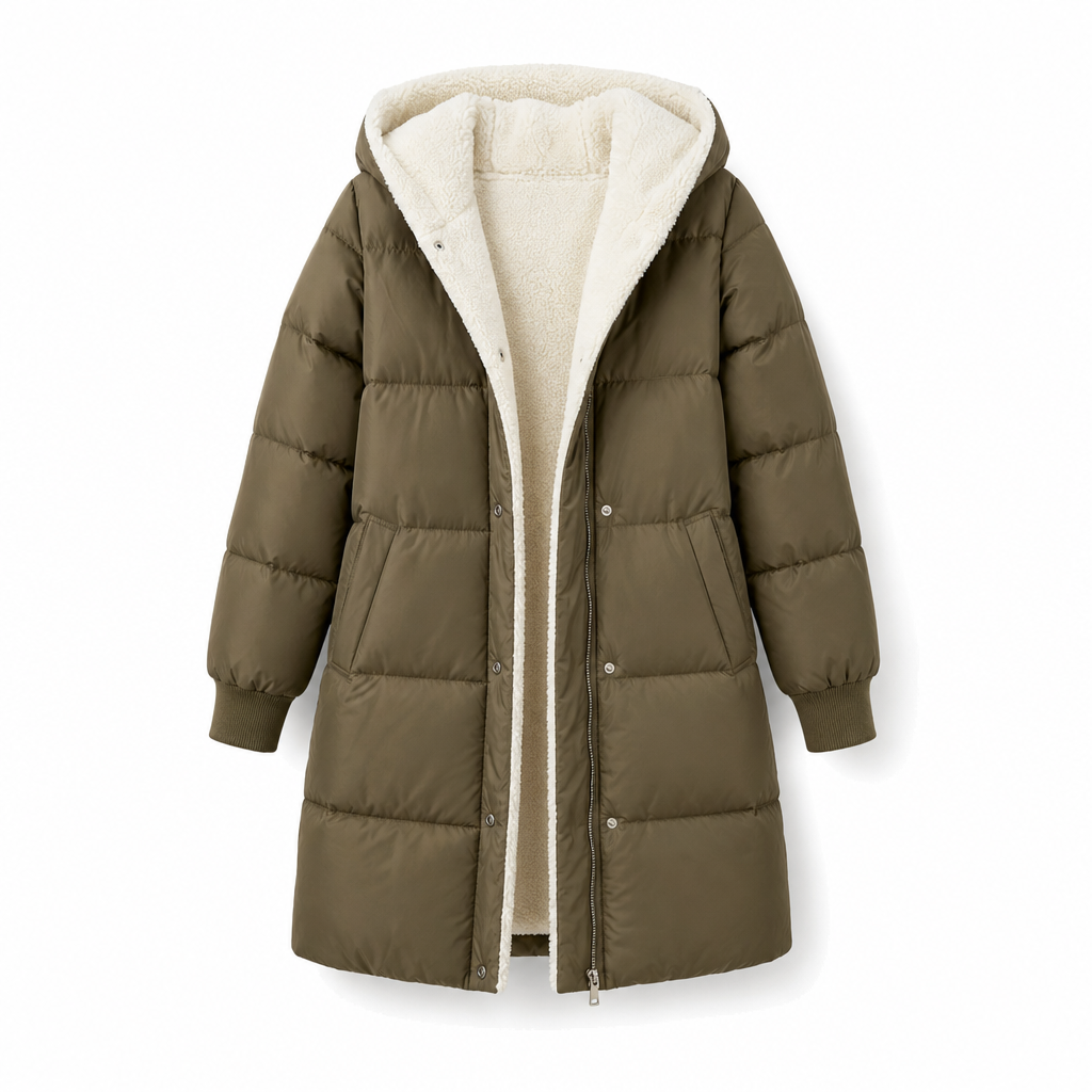 Manteau cardigan slim à manches longues, à capuche et double face de couleur unie