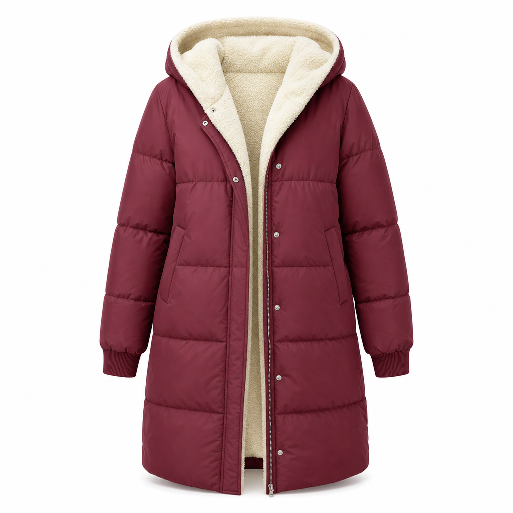 Manteau cardigan slim à manches longues, à capuche et double face de couleur unie