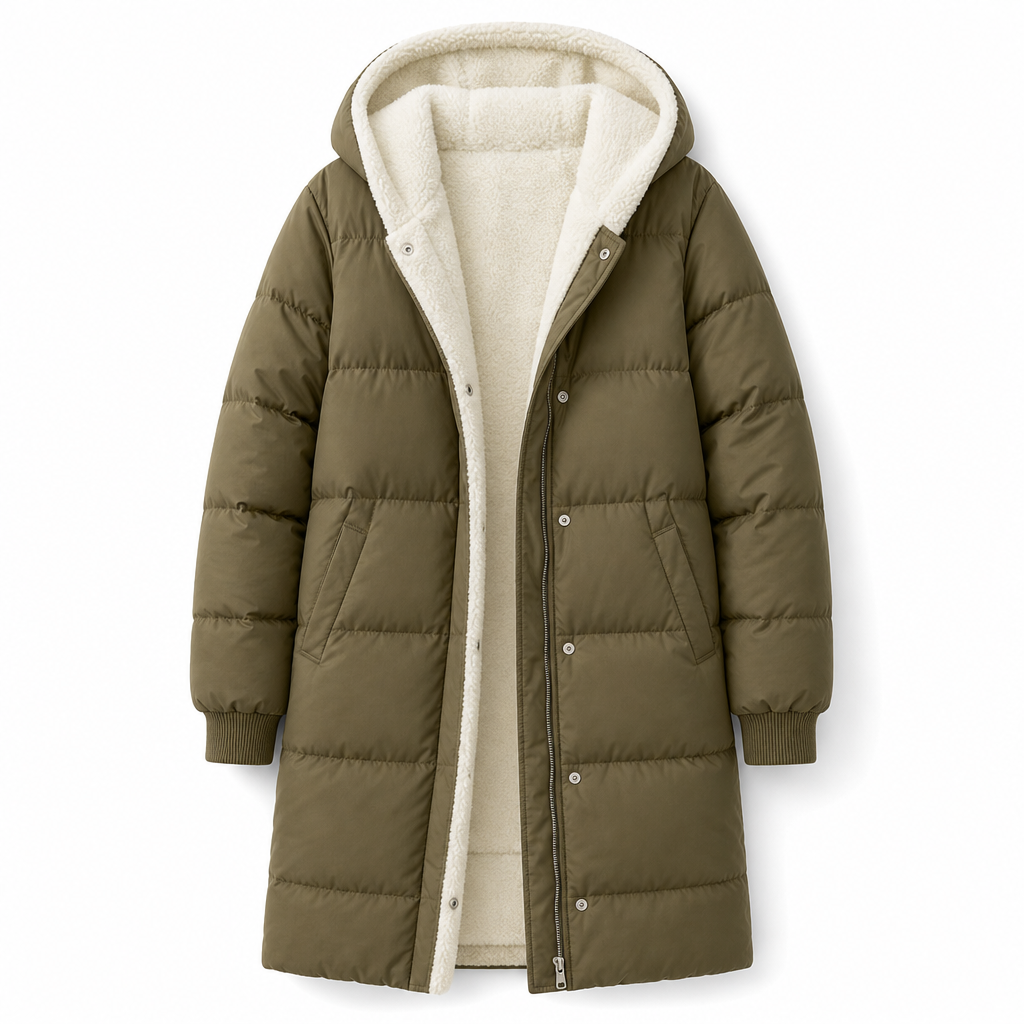 Manteau cardigan slim à manches longues, à capuche et double face de couleur unie