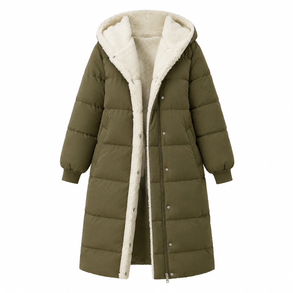 Manteau cardigan slim à manches longues, à capuche et double face de couleur unie
